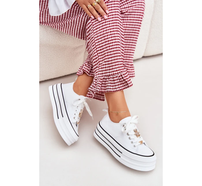 Dámské Tenisky Na Platformě Se Zlatými Doplňky Bílé Fiorina Dámské Tenisky Na Platformě Se Zlatými Doplňky Bílé Fiorina