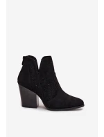 Dámské kotníkové boty na podpatku  Černé model 21711978 - S.Barski