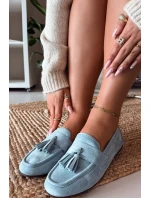 Dámské mokasíny s plochou podrážkou a třásněmi, modré Marilisse Dámské mokasíny s plochou podrážkou a třásněmi, modré Marilisse