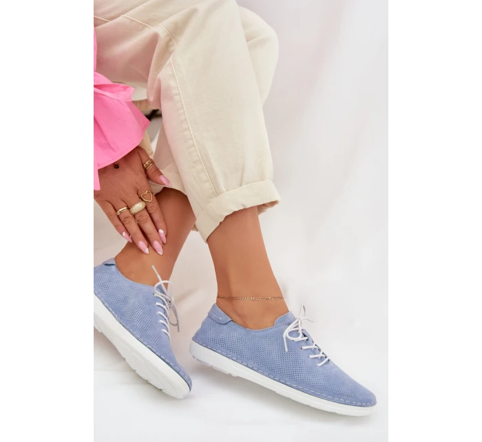 Dámské polobotky z přírodního semiše model 22013889 Modré - S.Barski