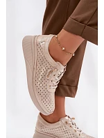 Kožené Ažurové Dámské Polobotky Vinceza 79603 Zlaté