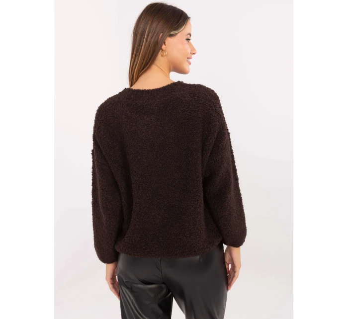 Sweter MI SW model 21421298 ciemny brązowy - FPrice Sweter MI SW model 21421298 ciemny brązowy - FPrice