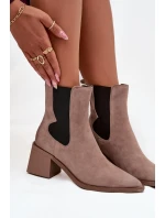 Dámské kožené semišové boty Artiker – béžové, zateplené, na podpatku Dámské kožené semišové boty Artiker – béžové, zateplené, na podpatku