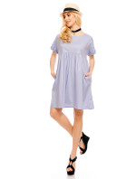 Dámské šaty volného střihu středně dlouhé světle modré - Modrá / UNI - Pronto Moda
