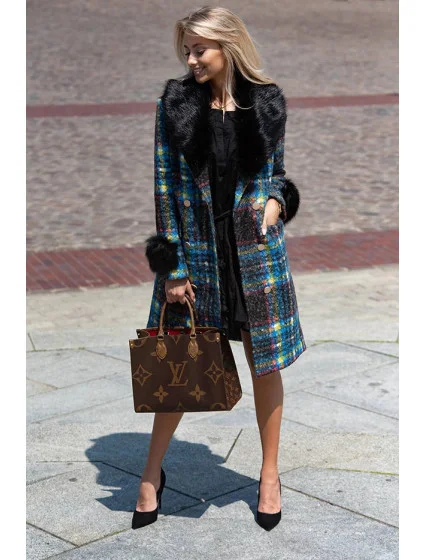 Dámský vícebarevný kabát z tkaniny model 15875306 - Ann Gissy