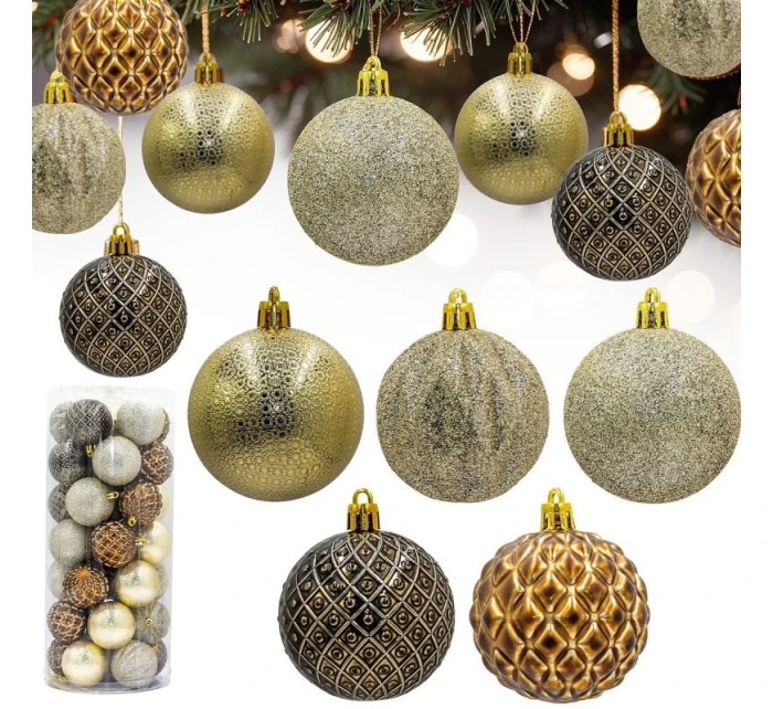 DEKORATIVNÍ PLASTOVÉ CETKY 6CM SADA 35 KS JANTAR