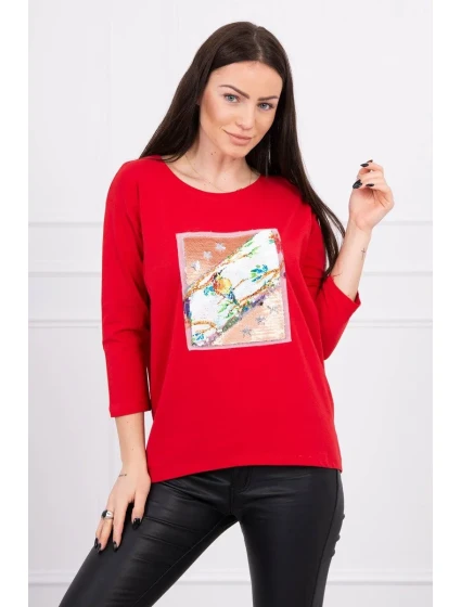 Halenka s 3D grafikou ptáka červená Halenka s 3D grafikou ptáka červená