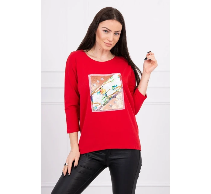 Halenka s 3D grafikou ptáka červená Halenka s 3D grafikou ptáka červená