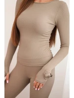 Dámský komplet z pruhované viskózy s dlouhým rukávem a legínami fango