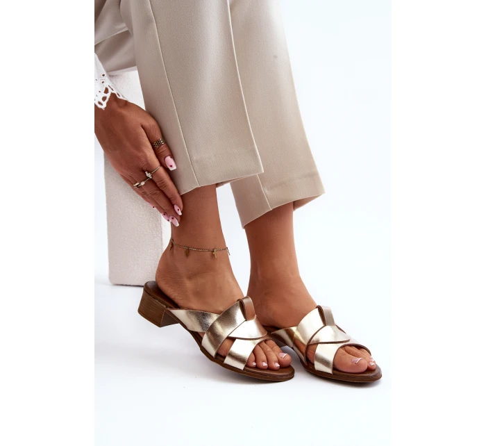 Zazoo 40236 Kožené dámské klínky na nízkém podpatku zlaté