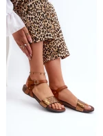 Zazoo 40027 Ploché Kožené Dámské Sandály Měděné Zazoo 40027 Ploché Kožené Dámské Sandály Měděné