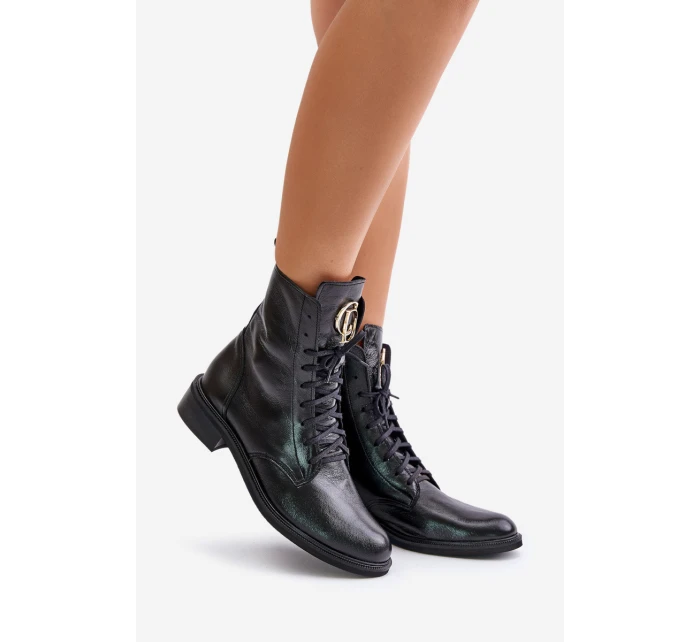 Lakované Boty Worker S Zlatým Detalem Na Černé model 21672971 - Zazoo