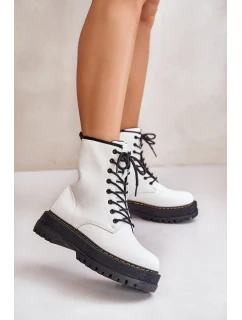 Zateplené boty z eko kůže na zip bílé model 21673155 - EVENTO
