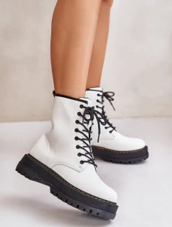 Zateplené boty z eko kůže na zip bílé model 21673155 - EVENTO