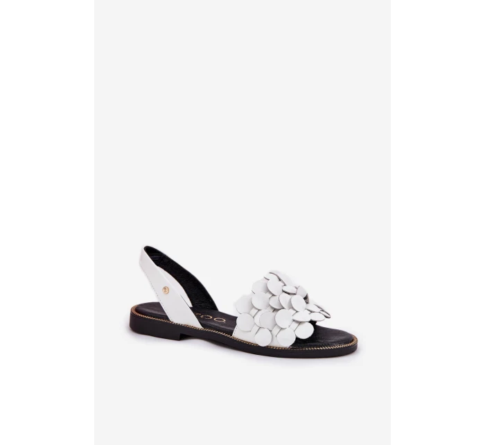 Kožené sandály na plochém podpatku bílé model 21694281 - Zazoo