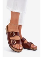 Dámské Pantofle S Přezkami Z Eko Kůže Hnědé model 21701635 - EVENTO