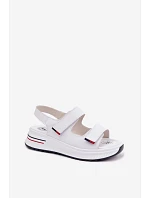 Kožené dámské sandály na platformě na suchý zip bílé Jemela Kožené dámské sandály na platformě na suchý zip bílé Jemela