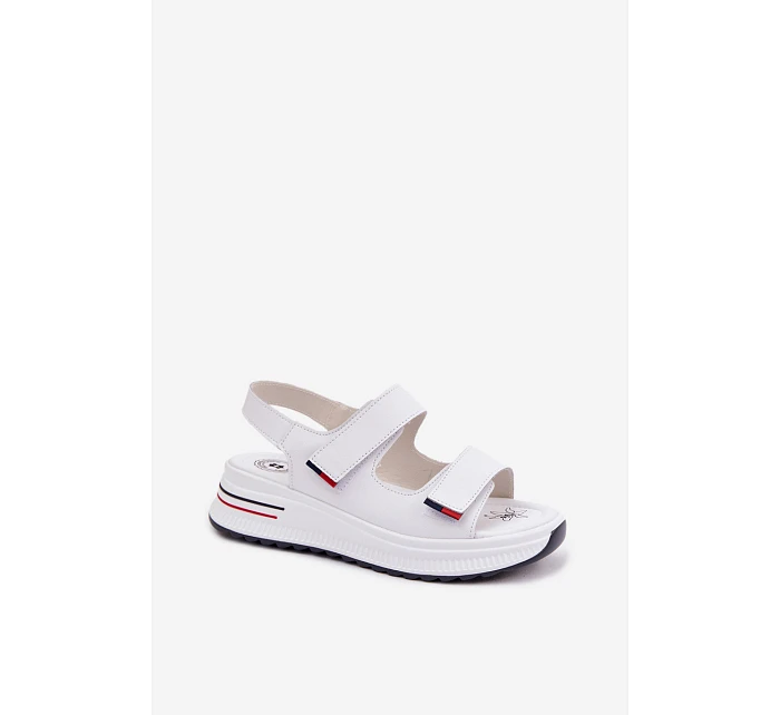 Kožené dámské sandály na platformě na suchý zip bílé Jemela Kožené dámské sandály na platformě na suchý zip bílé Jemela