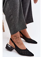 Kožené Semišové Dámské Sandály Otevřené S Síťkou Na Klíně D&A CR61-3004 Černé