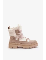 Kotníkové boty s beránkovým kožíškem béžové Merilana Kotníkové boty s beránkovým kožíškem béžové Merilana