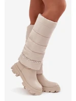 Dámské zateplené kozačky s korálky Irvette – světle béžové