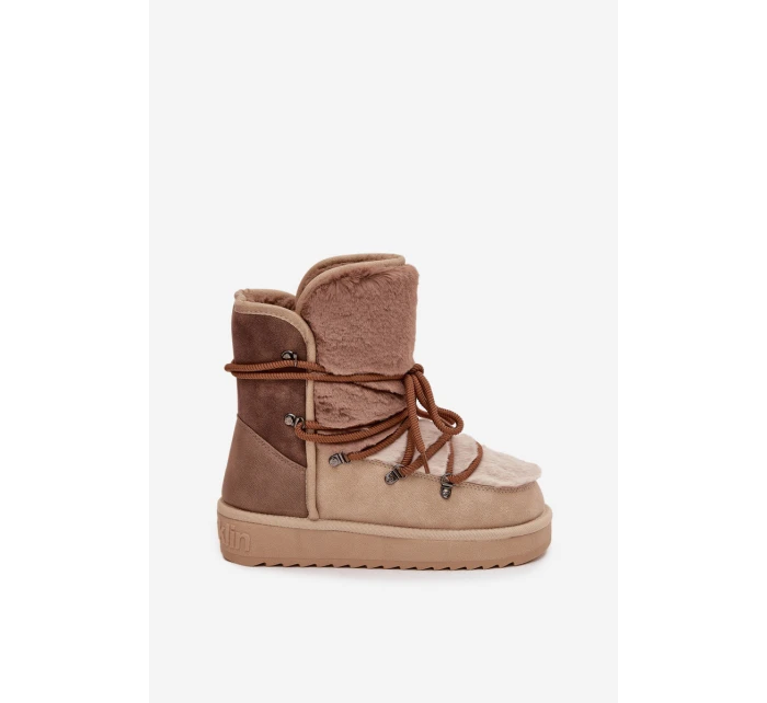 Dámské sněhové boty s kožíškem DFSH370012 Béžová - DFranklin Dámské sněhové boty s kožíškem DFSH370012 Béžová - DFranklin