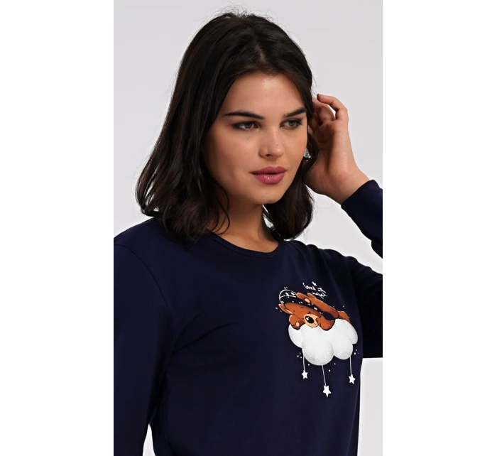 Dámské pyžamo dlouhé Méďa na obláčku Dámské pyžamo dlouhé Méďa na obláčku