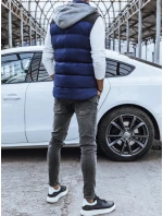 Pánská prošívaná vesta s kapucí tmavě modrá FashionStreet TX3937