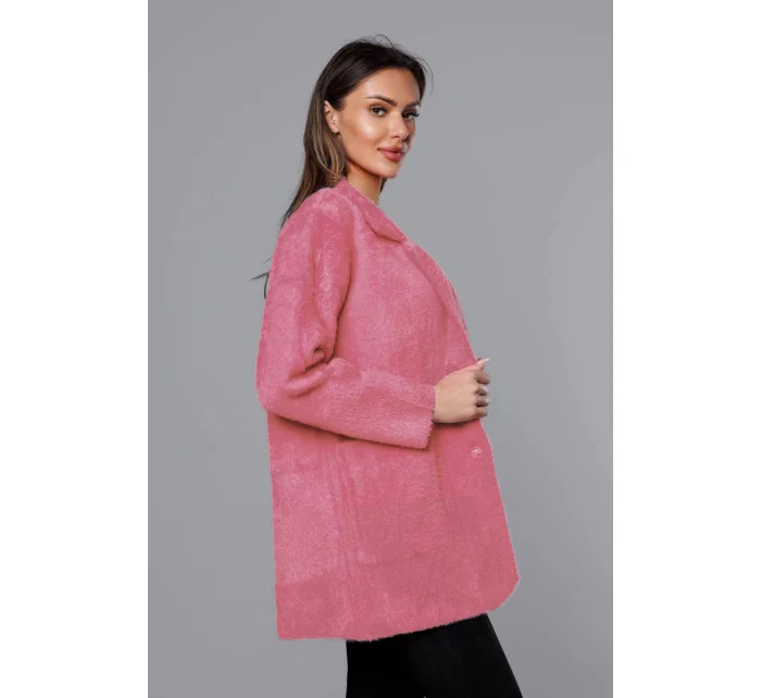 Krátký vlněný přehoz přes oblečení typu alpaka v lososové barvě model 18059153 - MADE IN ITALY