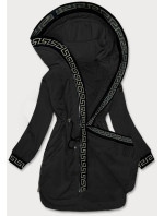 Tenká černá dámská bunda s ozdobnou lemovkou (B8142-1)