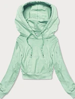 Krátká mikina s kapucí pistáciová (8B939-39)