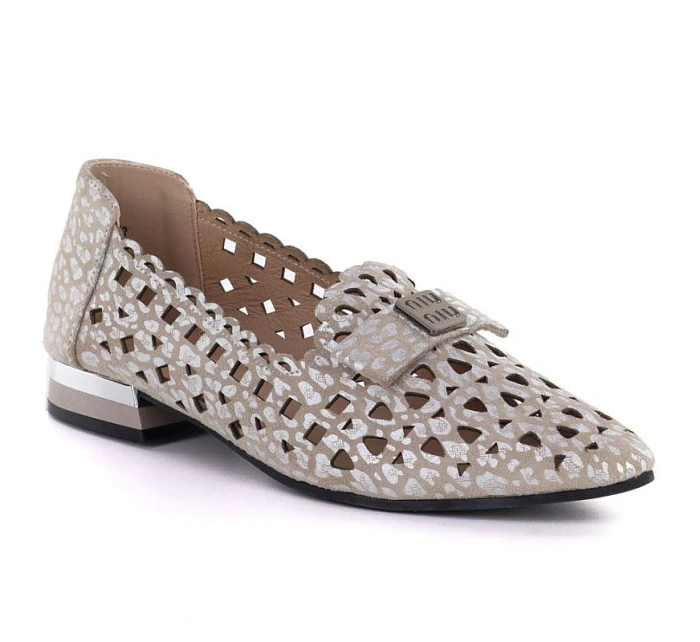 Dámské prolamované kožené polobotky Vinceza 99205 v šedé barvě Dámské prolamované kožené polobotky Vinceza 99205 v šedé barvě