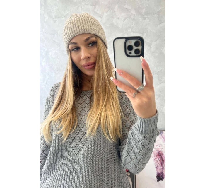 Tenká čepice Oliwia K252 světle béžová