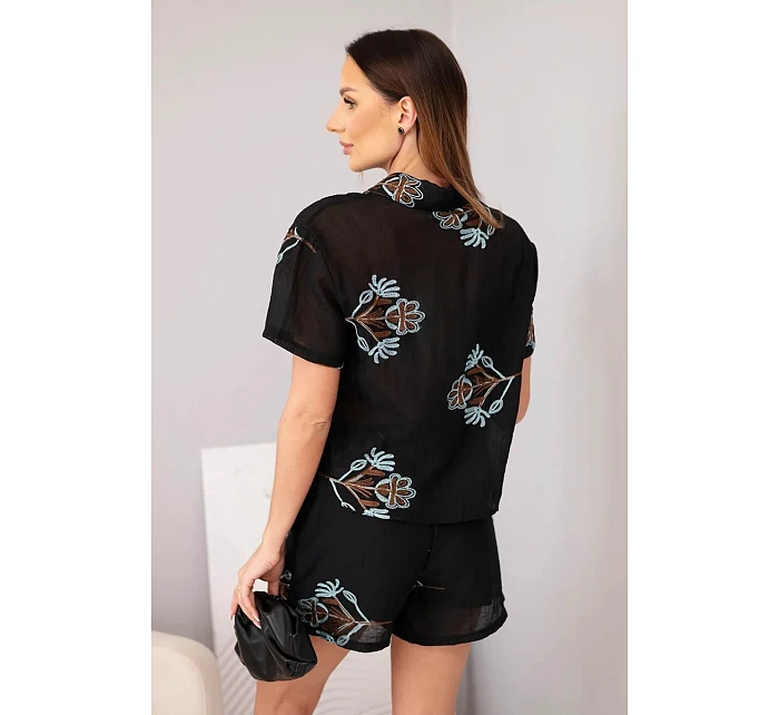Dámský komplet košile s krátkým rukávem a  černá model 22048787 - K-Fashion