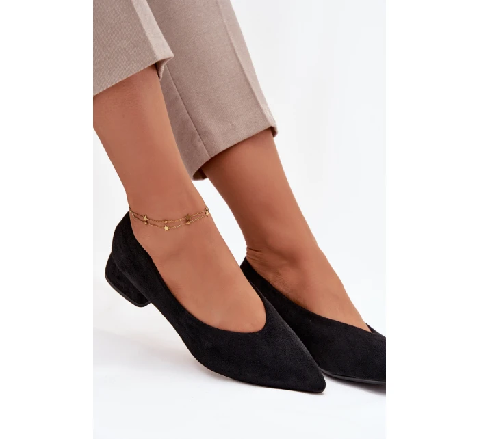 Lodičky na klínku z eko semiše Černé model 21757586 - Boto