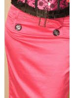 GORGE Dámská letní sukně s páskem a podšívkou zdobená knoflíky růžová - Růžová - OEM