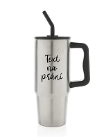 TEXT NA PŘÁNÍ - stříbrný cestovní termohrnek 900 ml