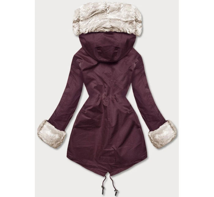 Bunda parka ve vínové bordó barvě s odepínací kožešinovou podšívkou model 21246779 - J.STYLE