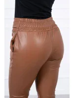 Kožené kalhoty vázané vpředu hnědé