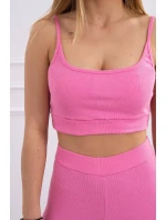 Souprava s blůzou nahoře pruhovaná světle růžová