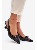 Lakované Sandály Na S Mašlí Černé model 21699990 - Boto Lakované Sandály Na S Mašlí Černé model 21699990 - Boto
