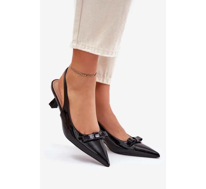 Lakované Sandály Na S Mašlí Černé model 21699990 - Boto Lakované Sandály Na S Mašlí Černé model 21699990 - Boto