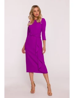 S425 Šaty s volánkem - levandulové