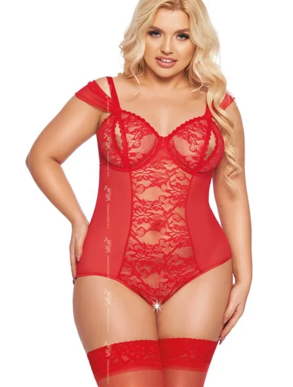 Dámské sexy body plus size  Červená  model 20978727 - SoftLine