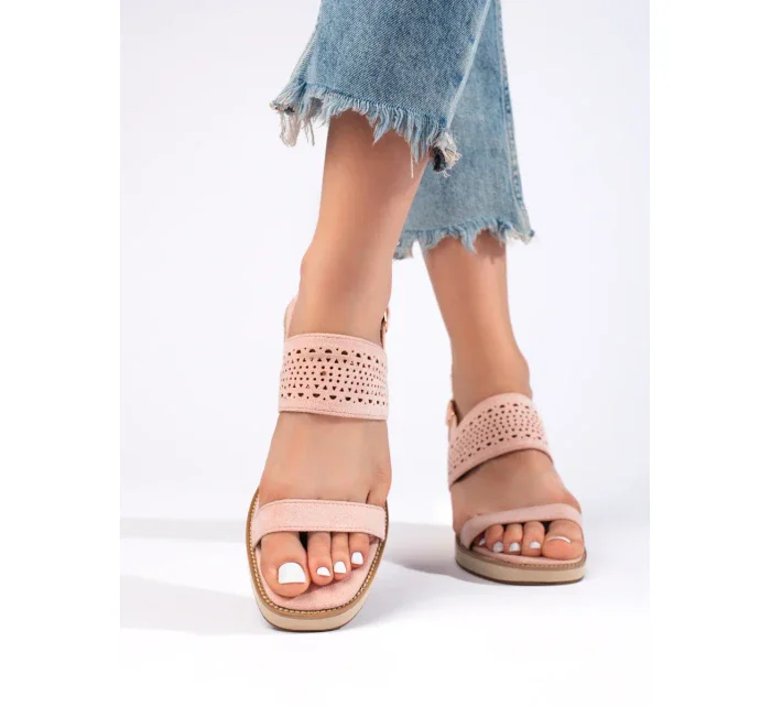 Designové sandály růžové dámské na klínku Designové sandály růžové dámské na klínku