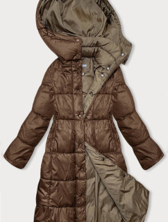 Dlouhá hnědá dámská zimní bunda model 18901841 - W COLLECTION