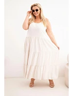 Dámské viskózové šaty na zavazovací ramínka béžová