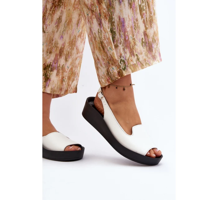 Dámské kožené sandály na tlusté podrážce Zazoo 2893 bílé