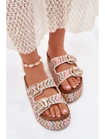 Dámské Sandály Na Masivní Platformě S Pletením A Přezkami Multikolor Dámské Sandály Na Masivní Platformě S Pletením A Přezkami Multikolor