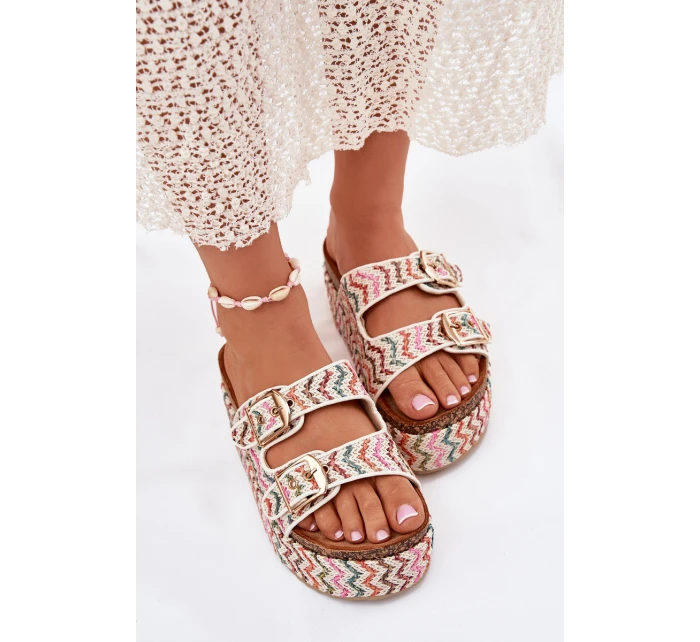 Dámské Sandály Na Masivní Platformě S Pletením A Přezkami Multikolor Dámské Sandály Na Masivní Platformě S Pletením A Přezkami Multikolor